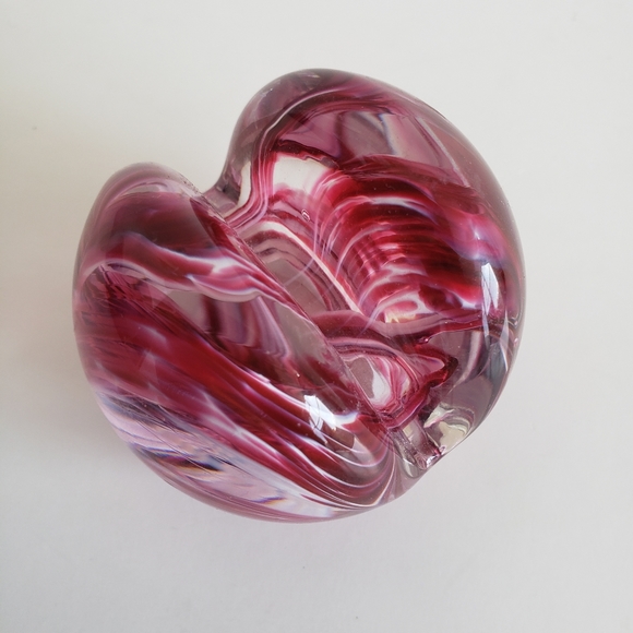 Swirl Granberry  Blown Glass Paper Weight Note Holder GES 11 EPC # - Picture 10 of 13